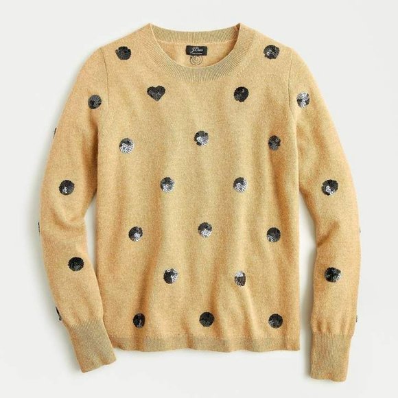 Everyday cashmere crewneck sweater in sequin polka